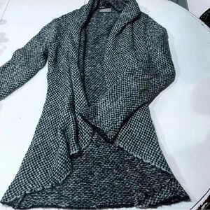 Wooden Ships Dylan‎ Open Shawl Collar Cardigan Mohair Wool Blend Grey Taupe S/M